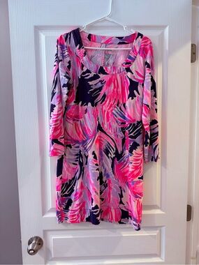 Lilly Pulitzer Pink and Lavender Abstract Print Long Sleeve Dress